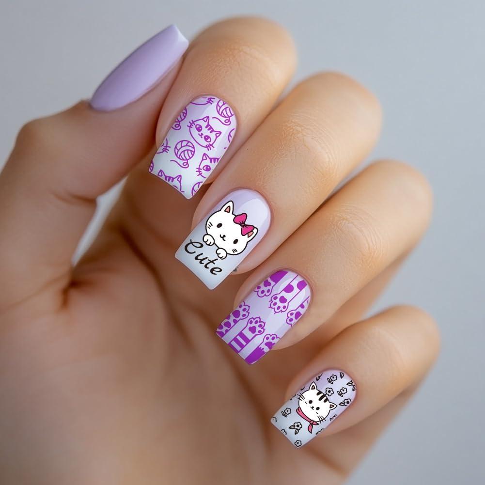 Placas de Estampado de Uñas PH PandaHall - 3 Piezas Gato