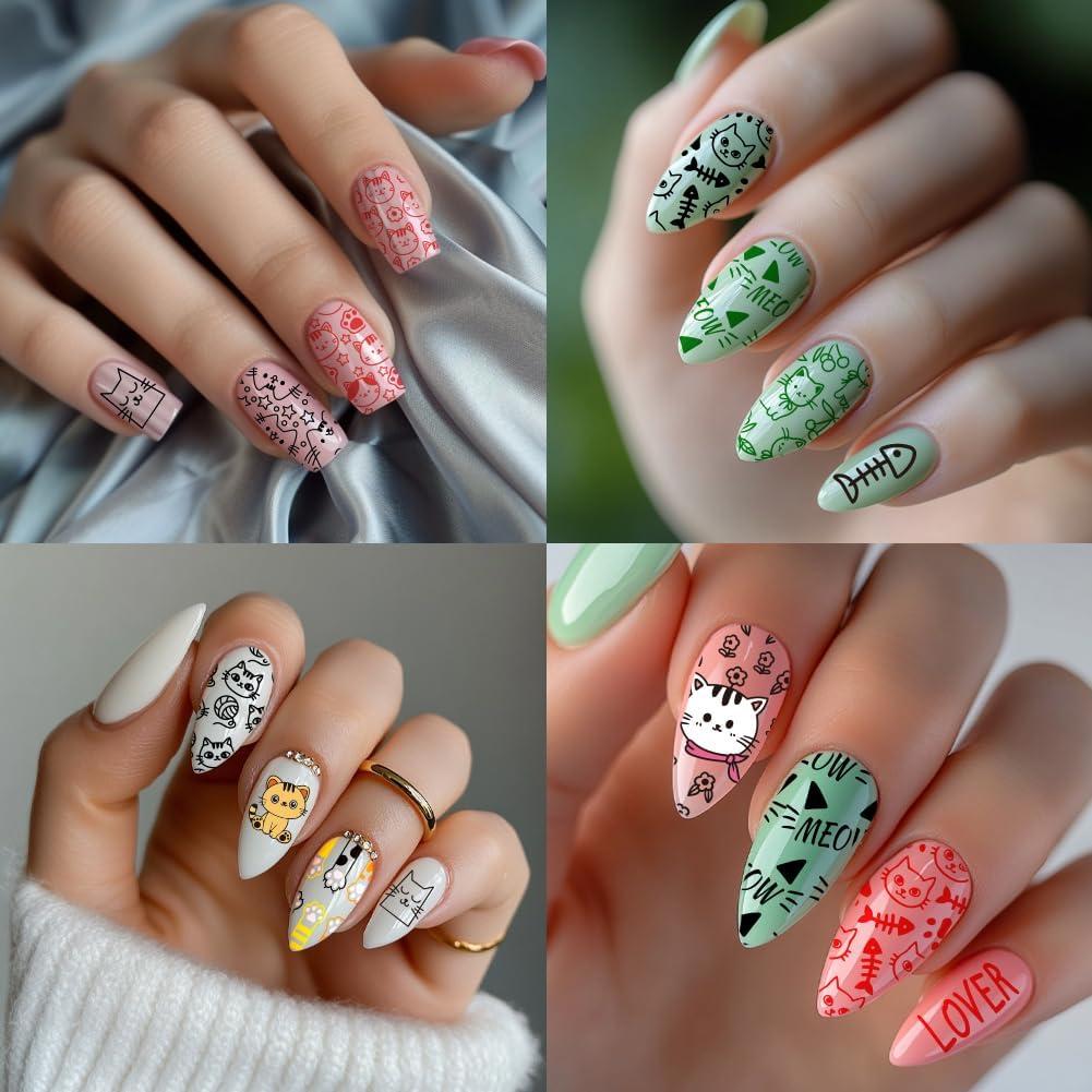 Placas de Estampado de Uñas PH PandaHall - 3 Piezas Gato