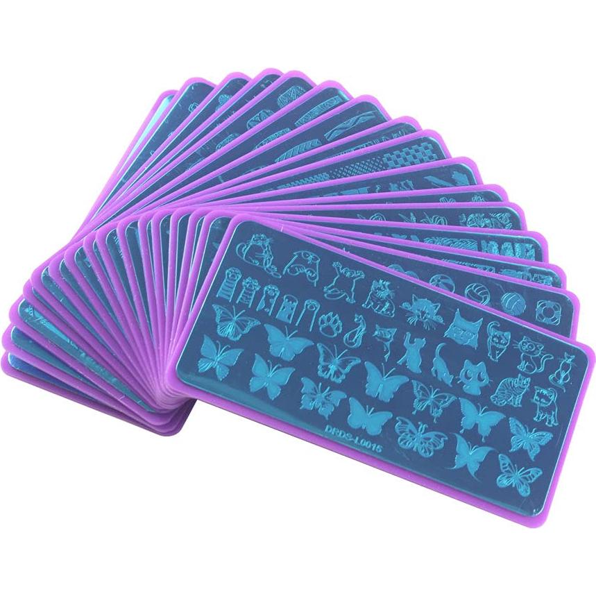 Soporte de Plástico para Estampado de Uñas DOURAN 20Pcs 12x6cm