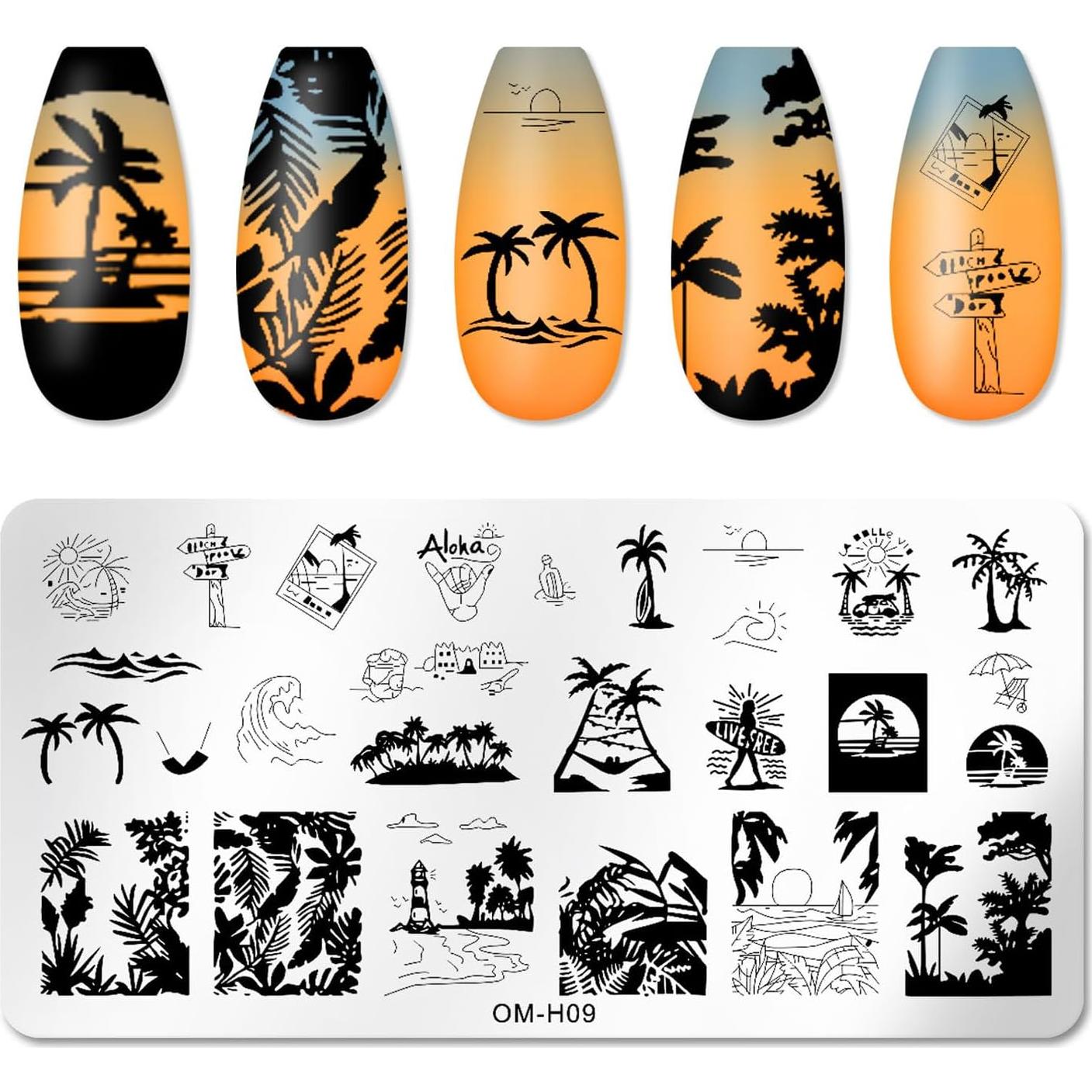 Juego de 6 Placas de Estampado de Uñas KOENWEENI - Plantas y Flores