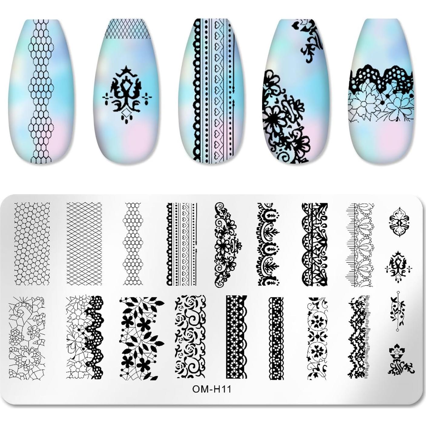 Juego de 6 Placas de Estampado de Uñas KOENWEENI - Plantas y Flores