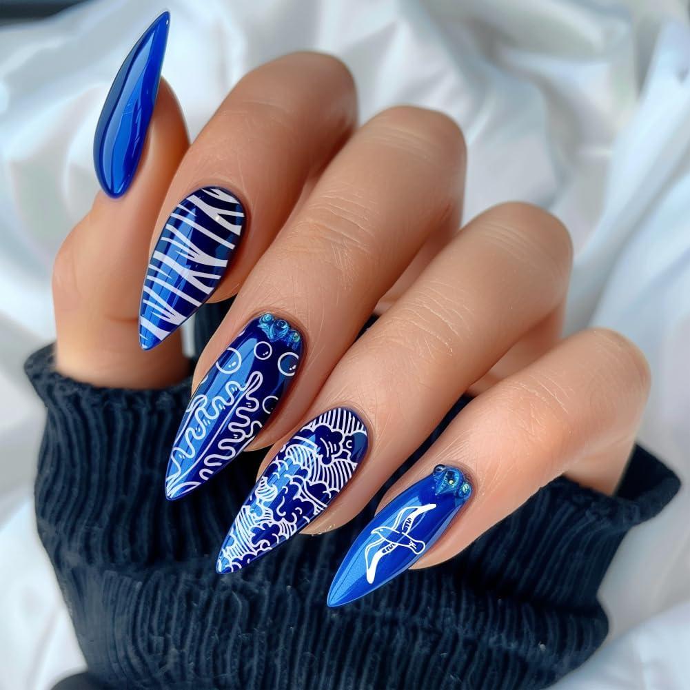 Plantillas de Arte de Uñas PH PandaHall - 3 Piezas Olas del Océano