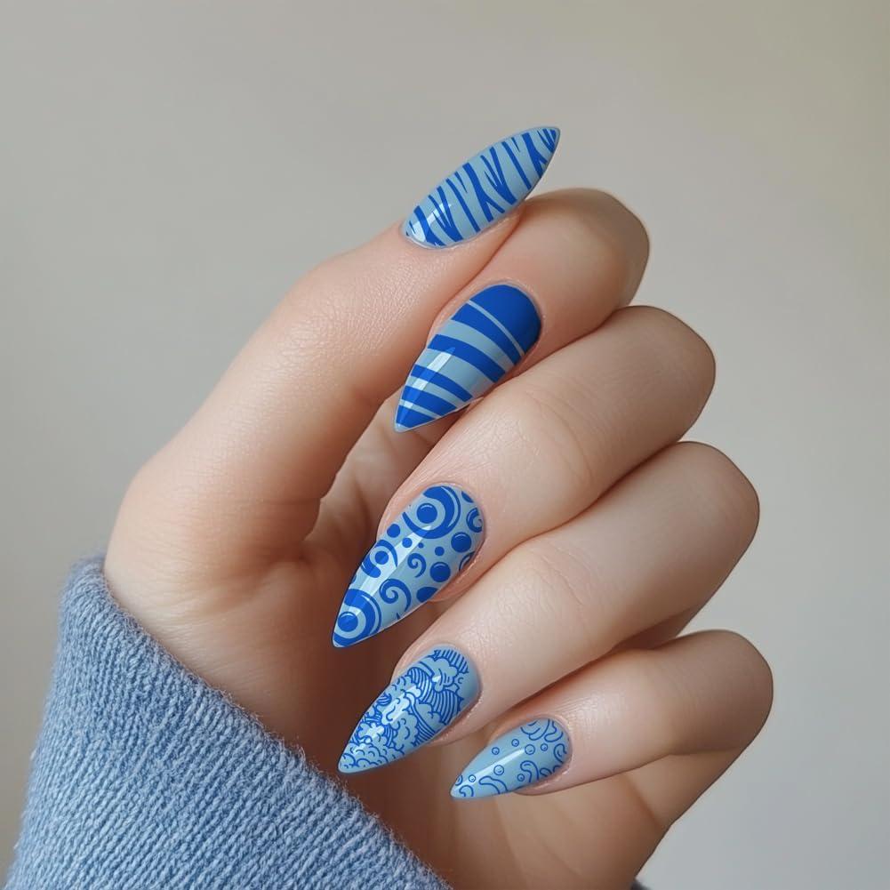 Plantillas de Arte de Uñas PH PandaHall - 3 Piezas Olas del Océano