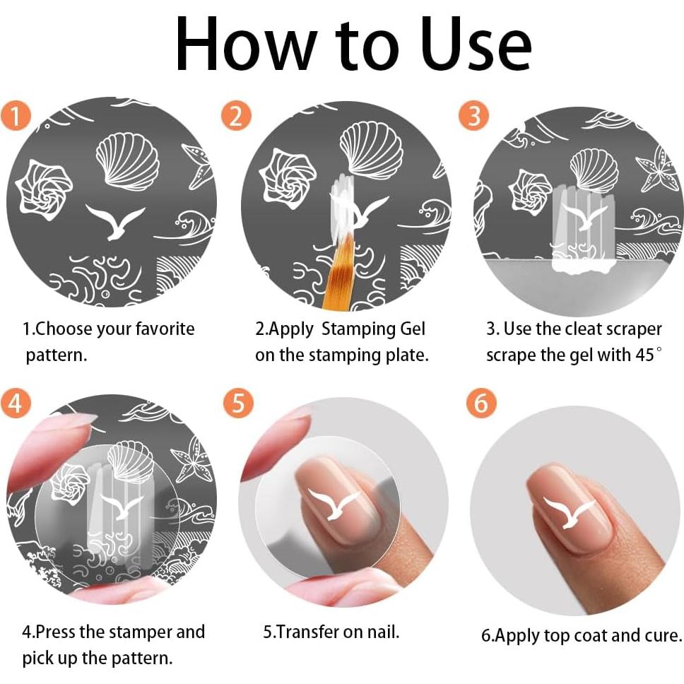 Plantillas de Arte de Uñas PH PandaHall - 3 Piezas Olas del Océano