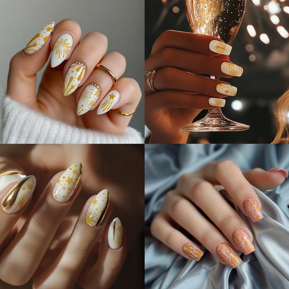 Placas de Estampado de Uñas PH PandaHall - Fuegos Artificiales - 3 Piezas