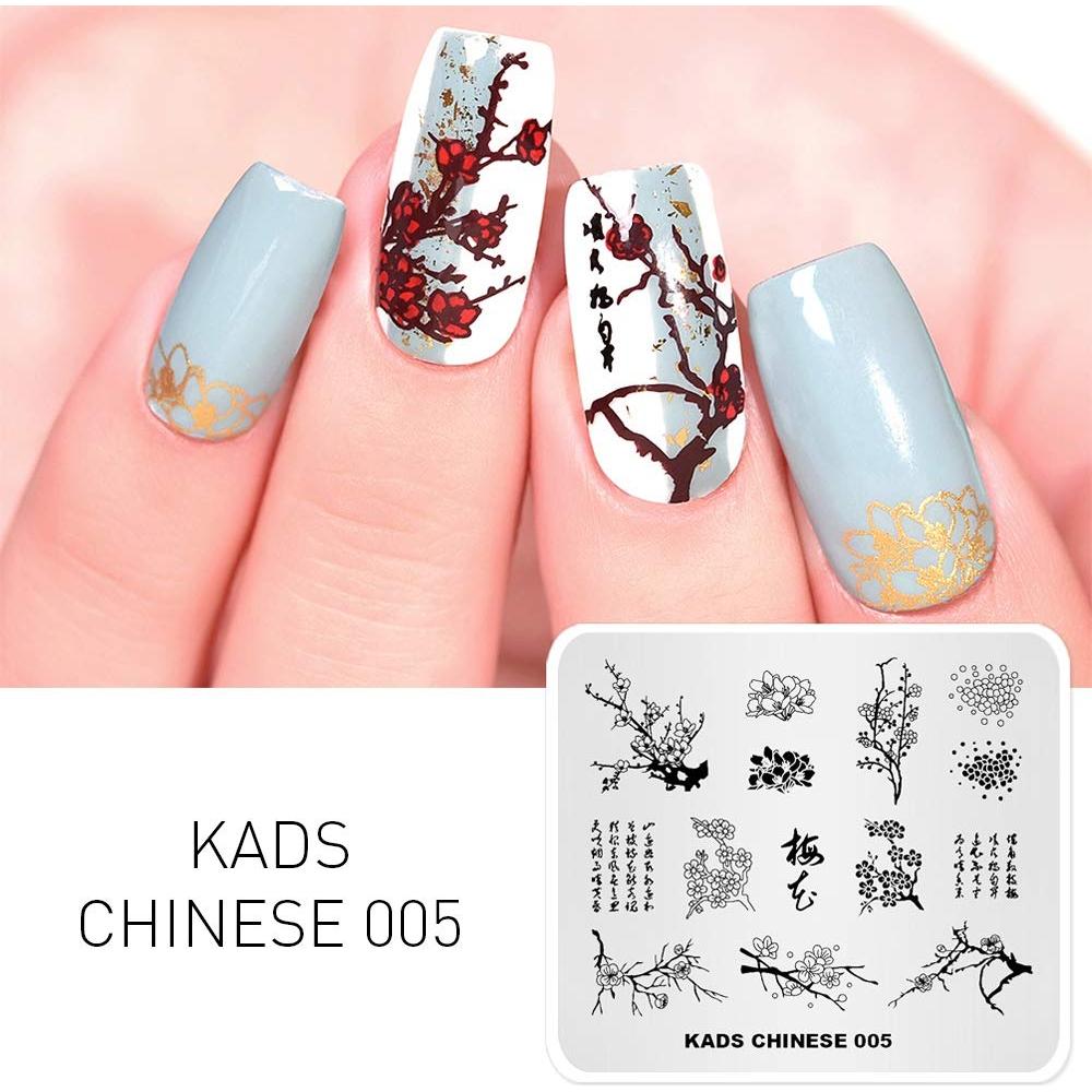 Plantilla de Estampado de Uñas KADS CN005 Acero Inoxidable 8x7cm