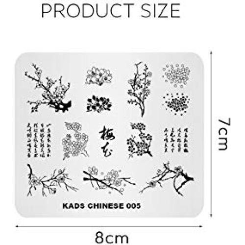 Plantilla de Estampado de Uñas KADS CN005 Acero Inoxidable 8x7cm
