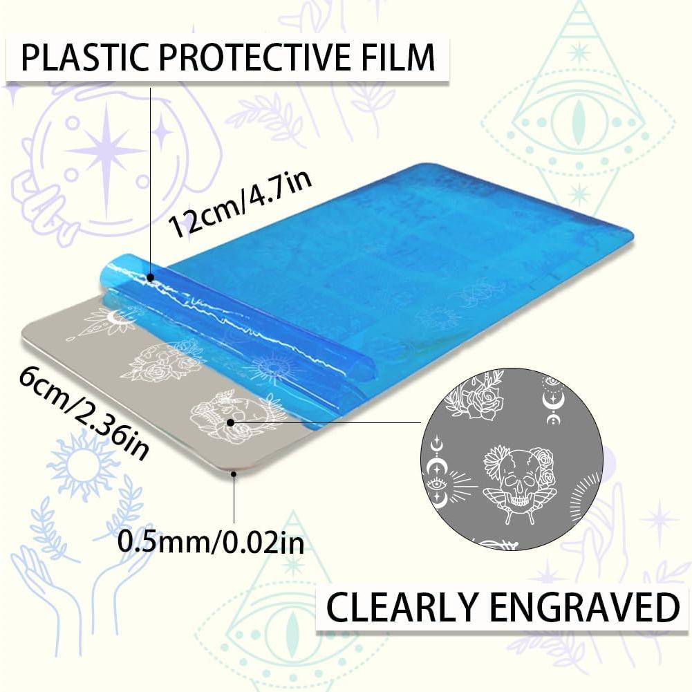 Placas de Estampado de Uñas PH PandaHall 3 Piezas Acero Inoxidable