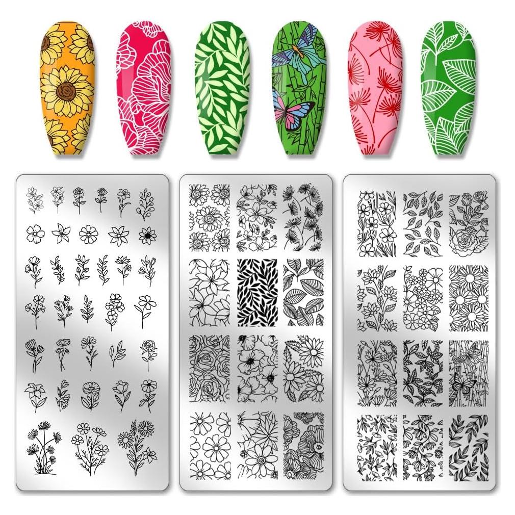 Placas de Estampado de Uñas PH PandaHall 3 Piezas 12x6 cm