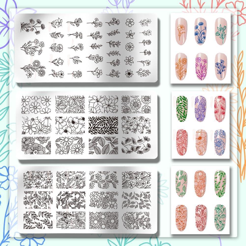 Placas de Estampado de Uñas PH PandaHall 3 Piezas 12x6 cm