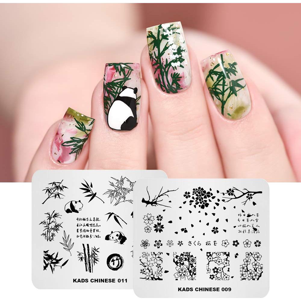 KAD Placas de Estampado de Uñas 8 Piezas Estilo Chino
