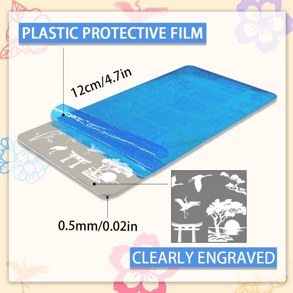 Plantillas de Arte de Uñas Chino PH PandaHall 3 Piezas 12x6cm