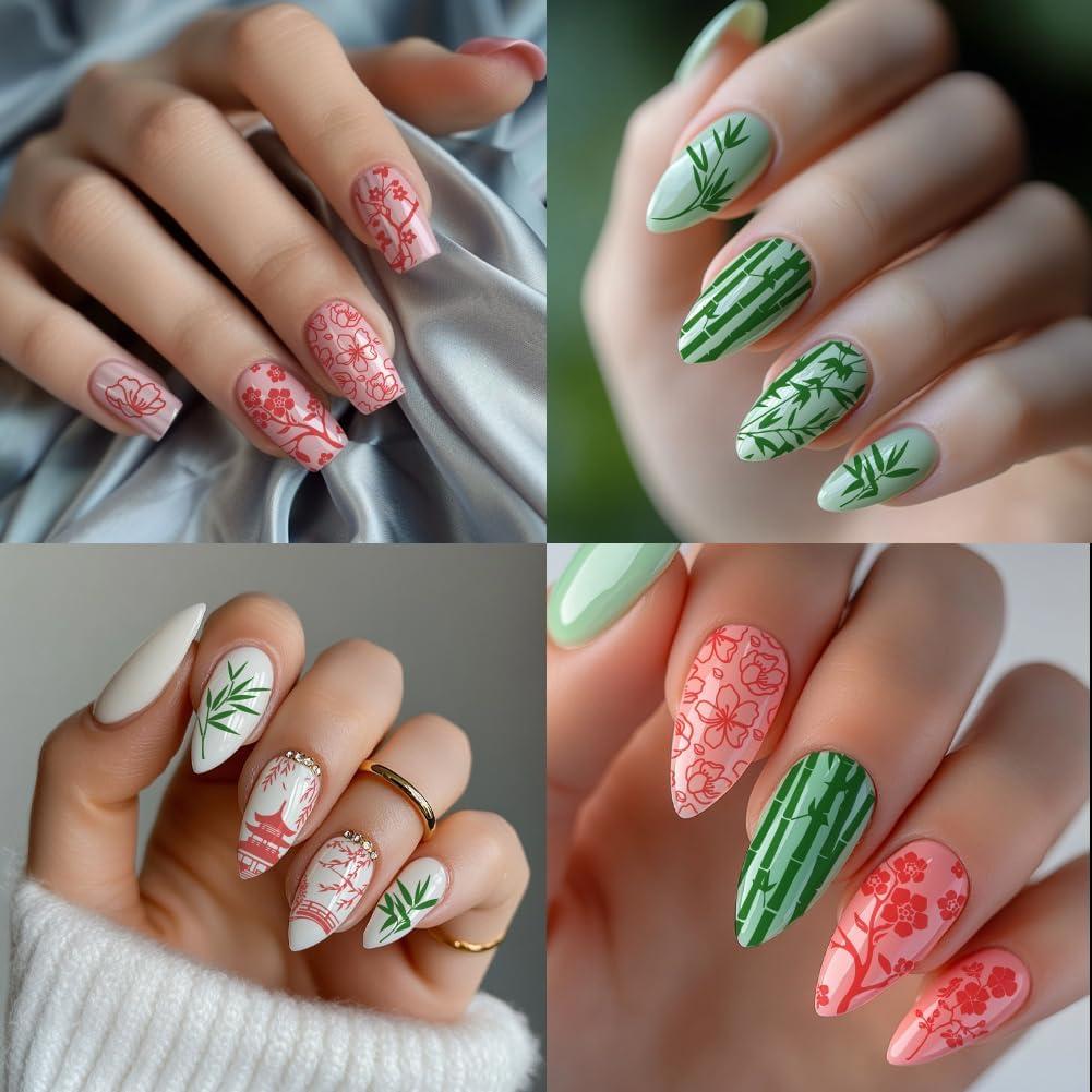 Plantillas de Arte de Uñas Chino PH PandaHall 3 Piezas 12x6cm