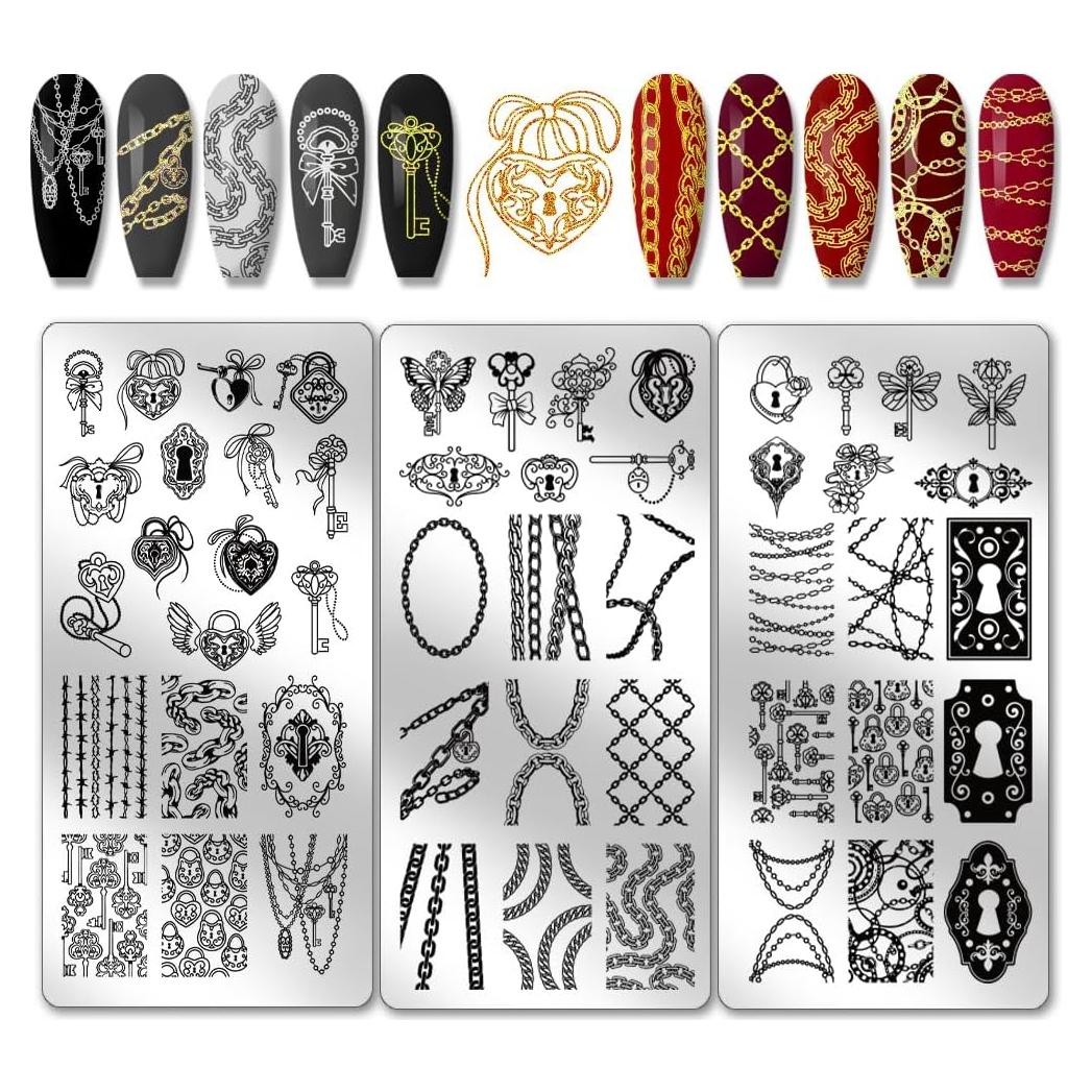 Plantillas de Arte de Uñas PH PandaHall 3pcs Acero Inoxidable