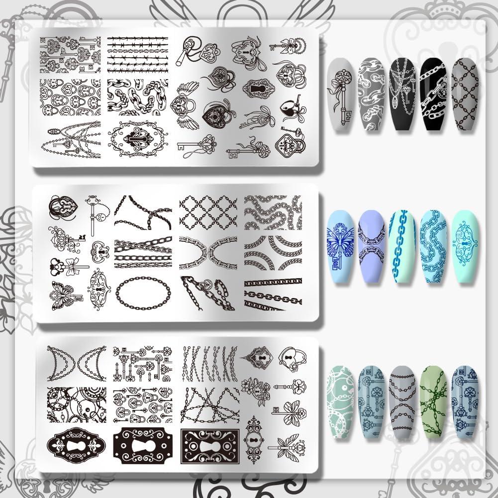 Plantillas de Arte de Uñas PH PandaHall 3pcs Acero Inoxidable