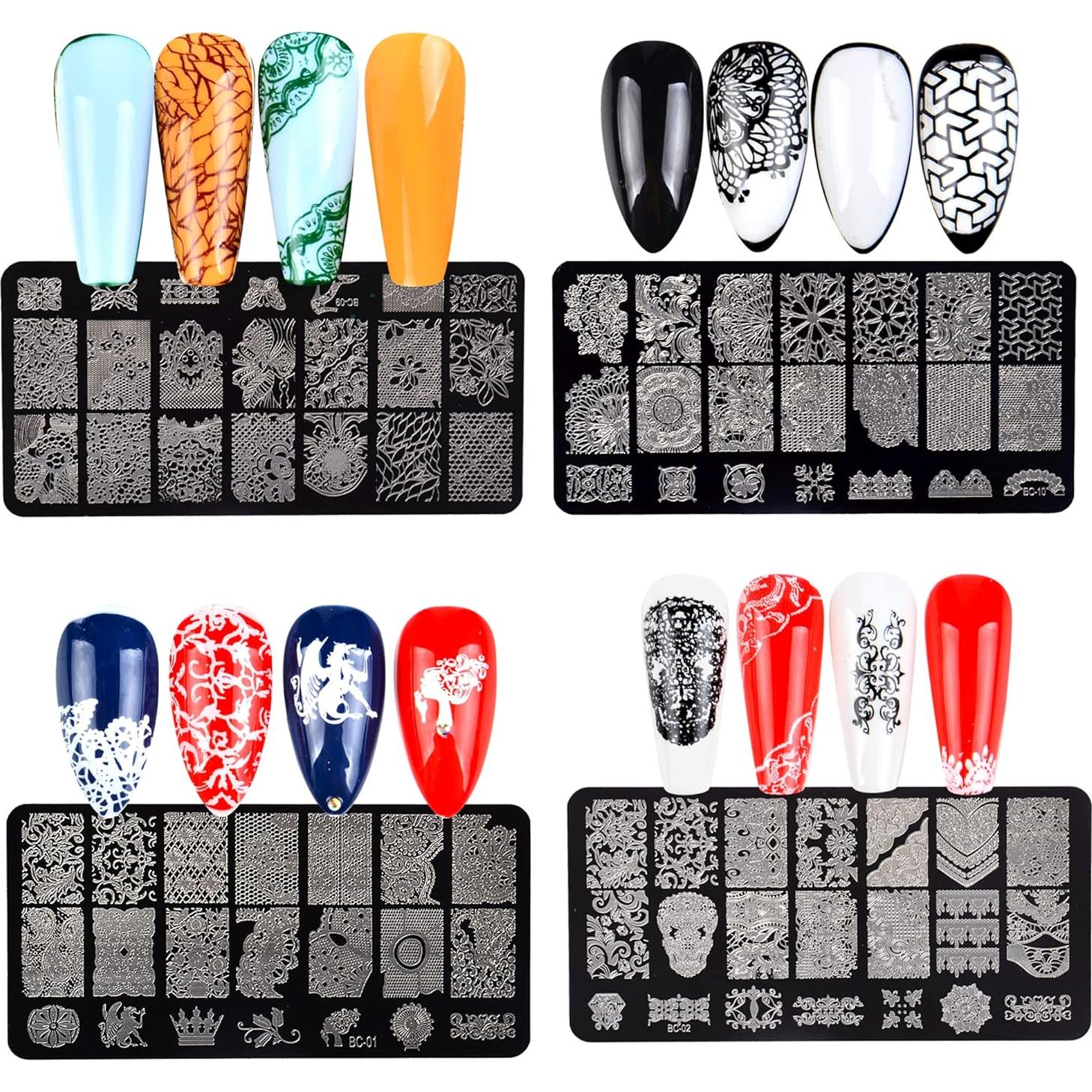 Kit de Estampado de Uñas AddFavor 6 Piezas con Estampador