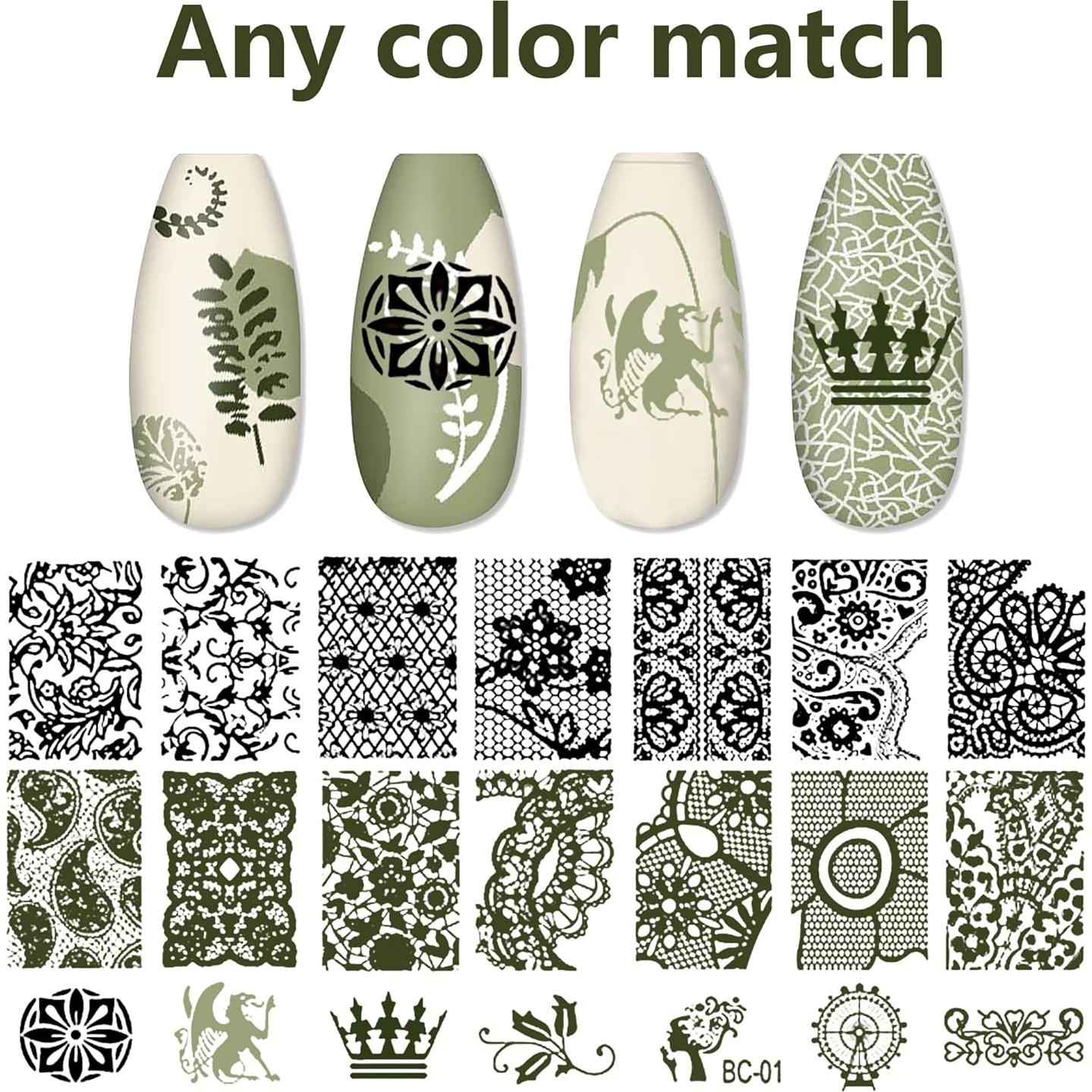 Kit de Estampado de Uñas AddFavor 6 Piezas con Estampador