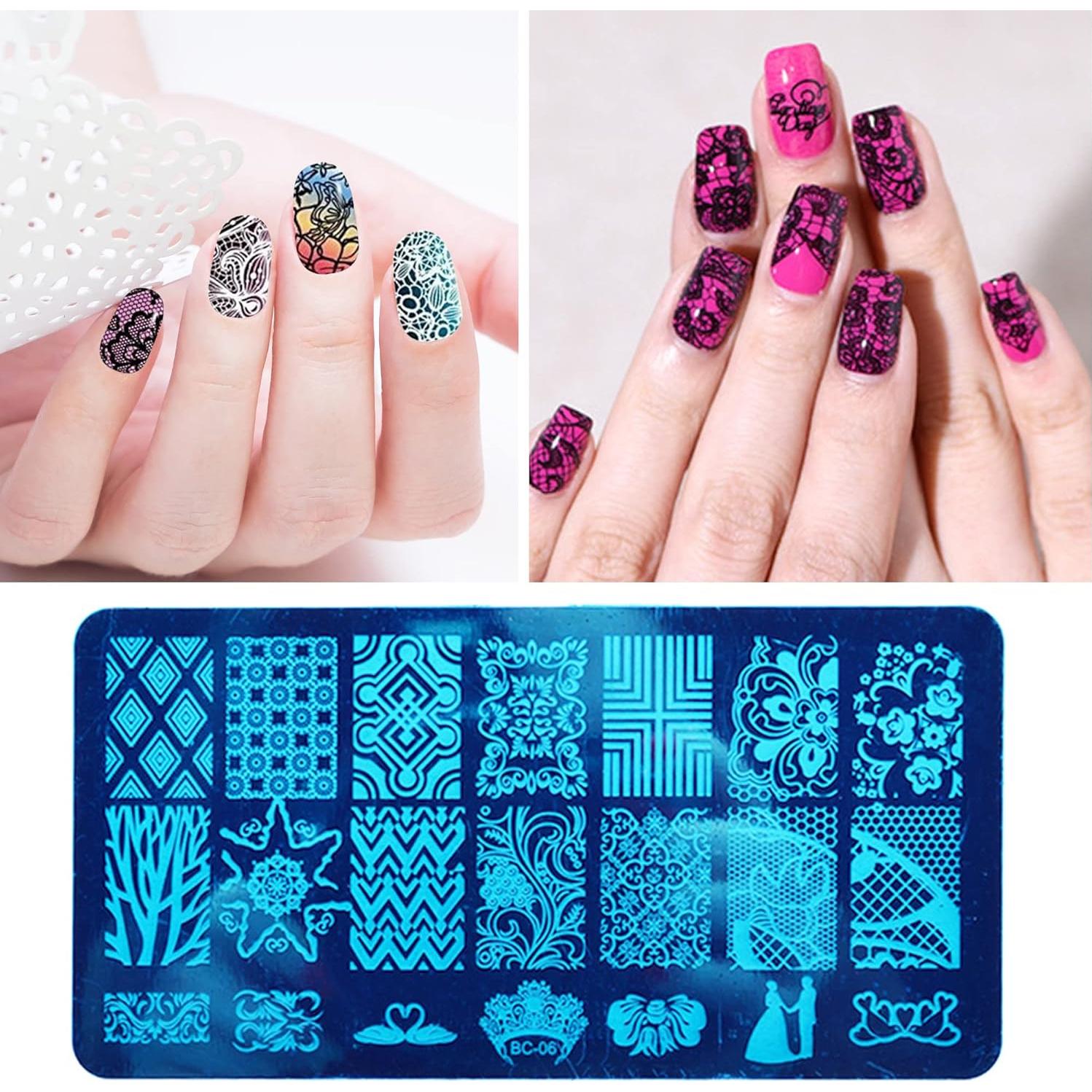 Kit de Estampado de Uñas AddFavor 6 Piezas con Estampador