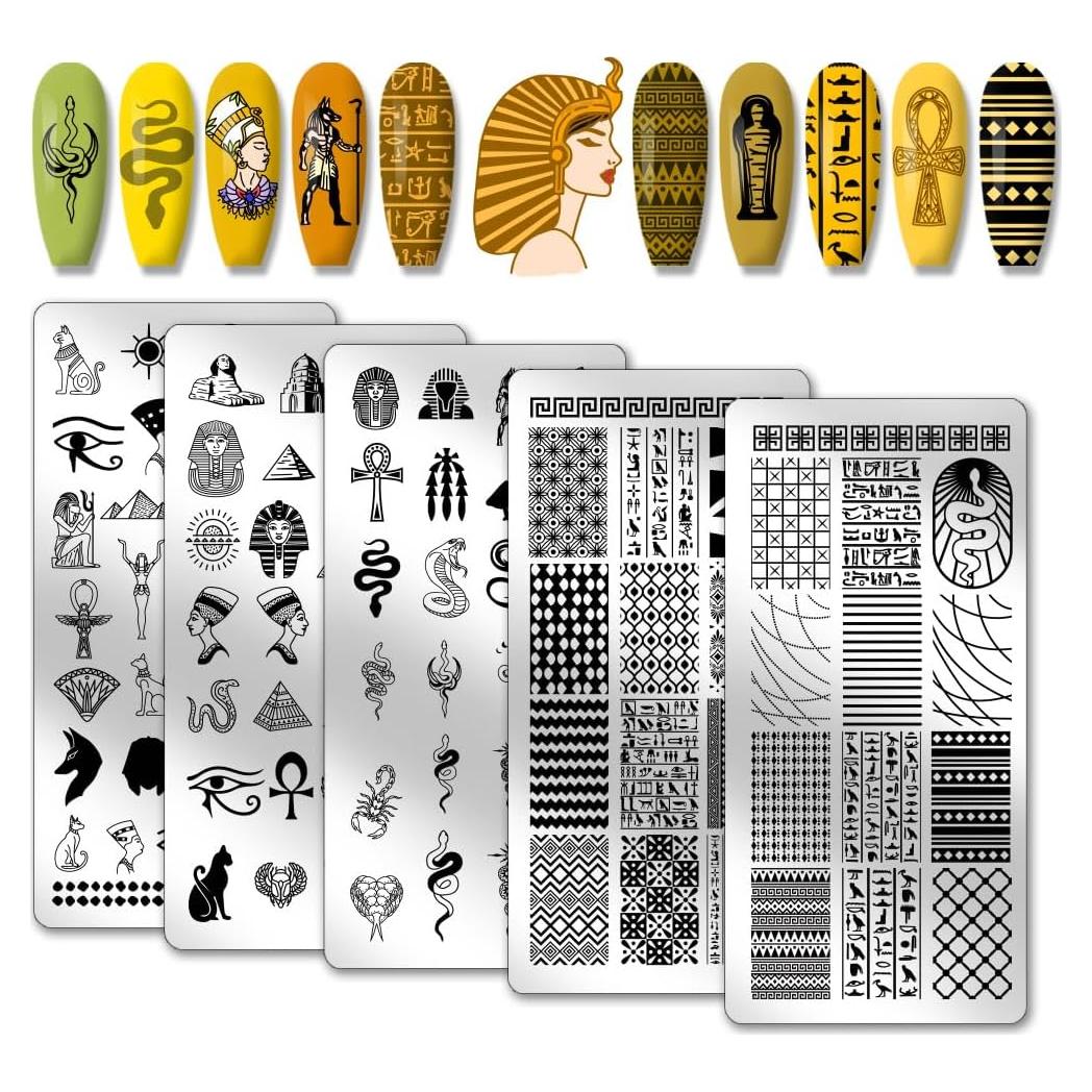 Placas de Estampado de Uñas Egipcias PH PandaHall - 5 Piezas