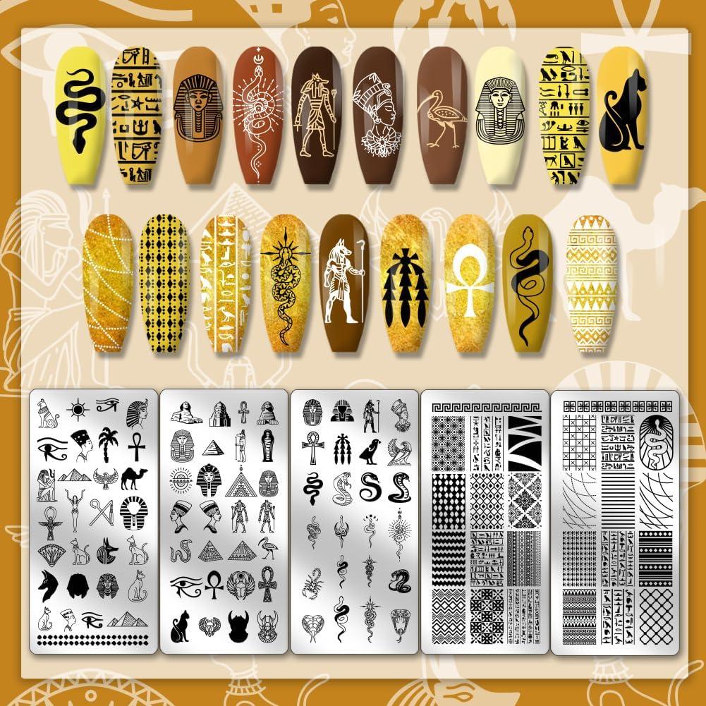 Placas de Estampado de Uñas Egipcias PH PandaHall - 5 Piezas