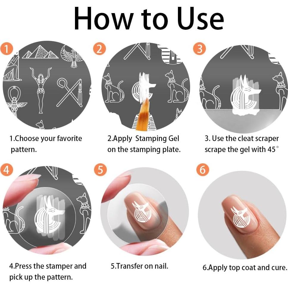 Placas de Estampado de Uñas Egipcias PH PandaHall - 5 Piezas