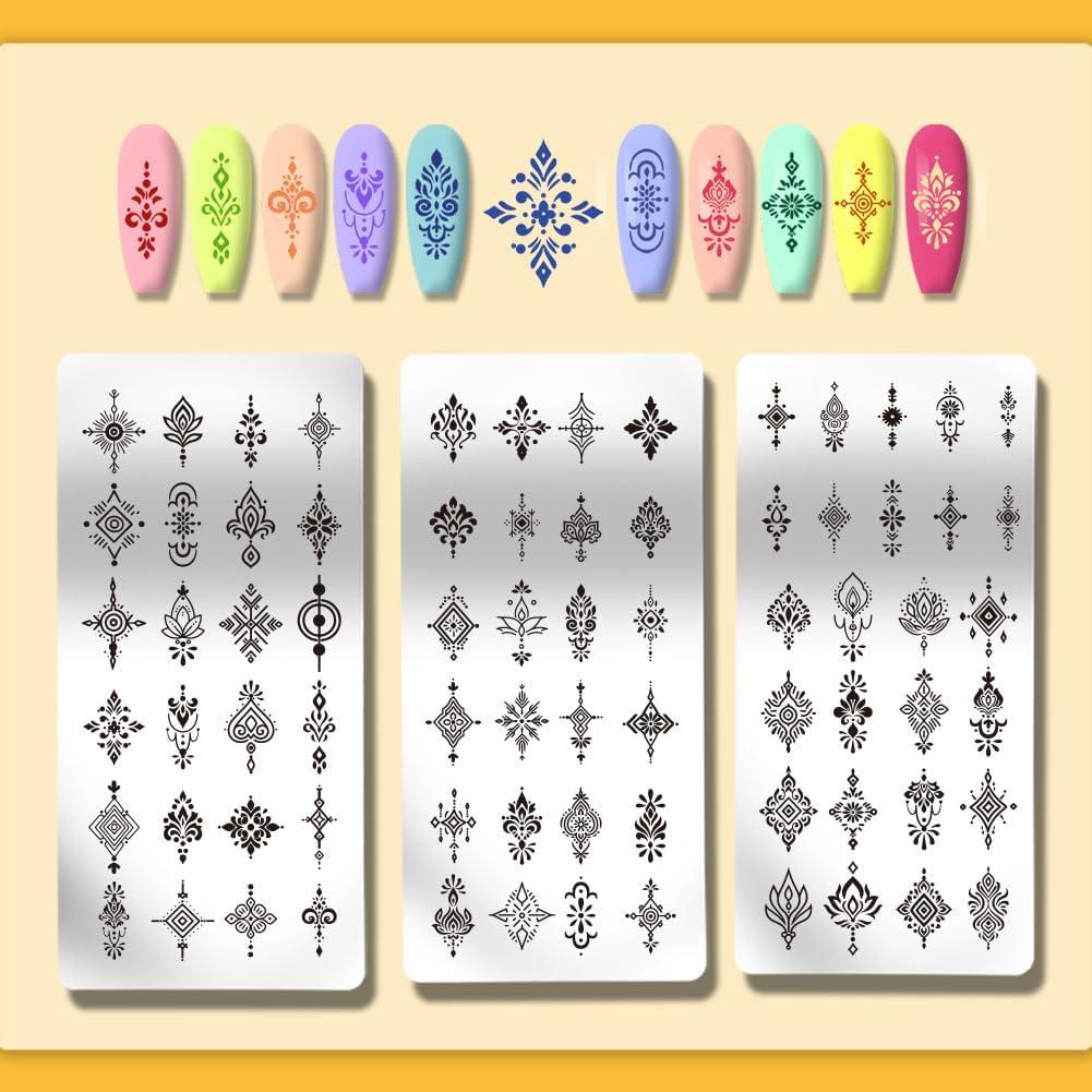 Plantillas de Estampado de Uñas Bohemias PH PandaHall 3 Piezas
