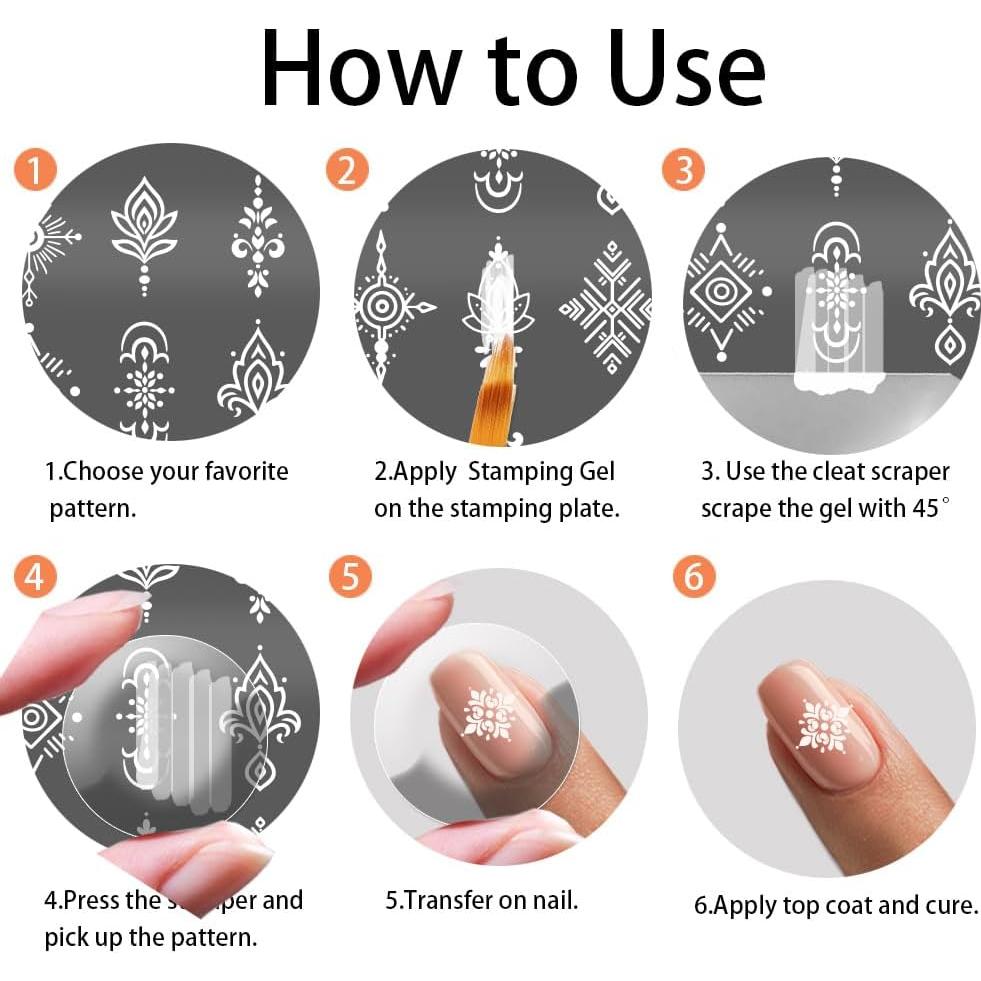 Plantillas de Estampado de Uñas Bohemias PH PandaHall 3 Piezas