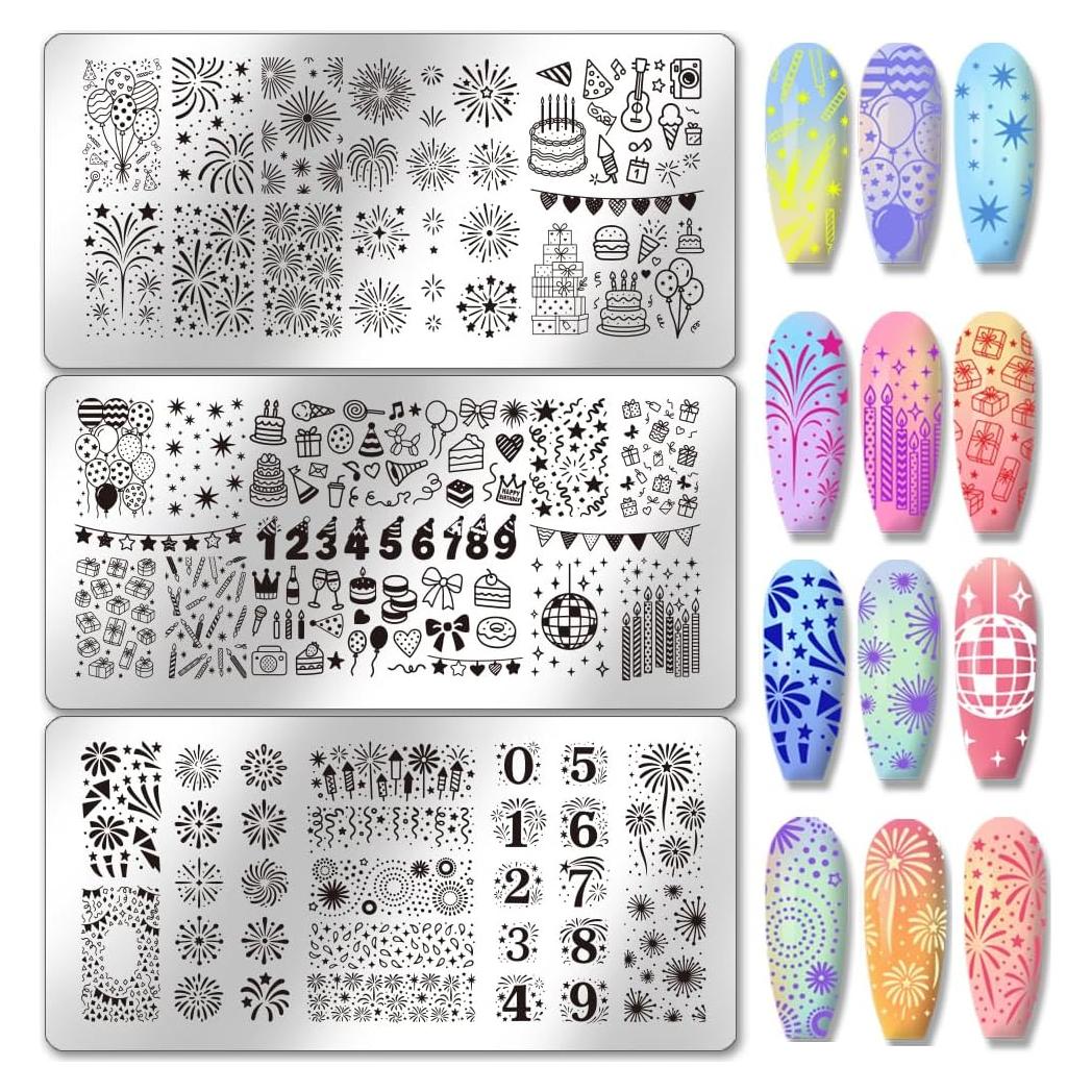 Placas de Estampado de Uñas PH PandaHall - 3 Piezas 12x6 cm