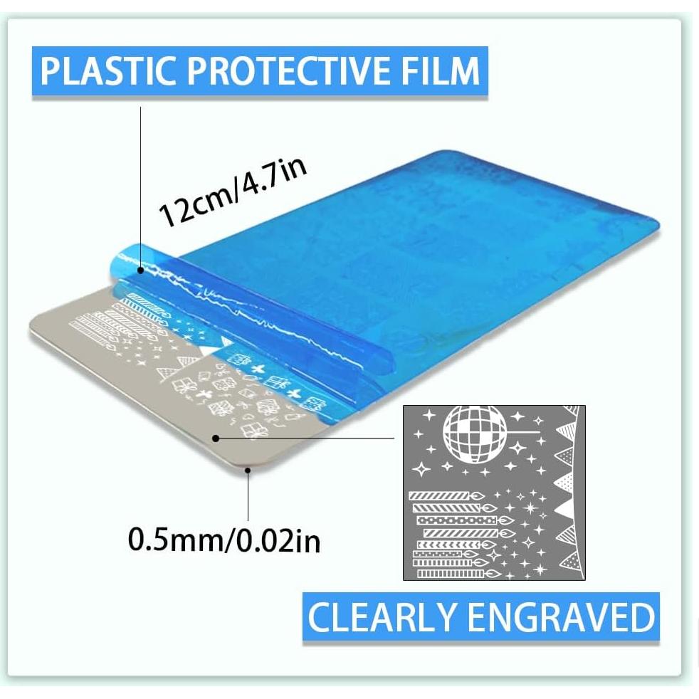 Placas de Estampado de Uñas PH PandaHall - 3 Piezas 12x6 cm