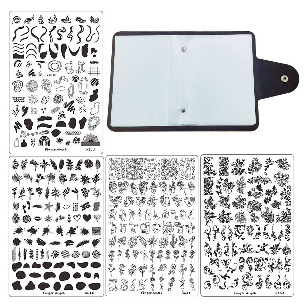 4 Placas de Estampado de Uñas XL HaiQiang 9.5x14.5cm