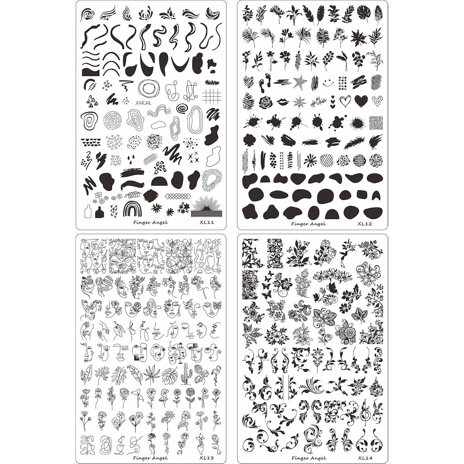 4 Placas de Estampado de Uñas XL HaiQiang 9.5x14.5cm