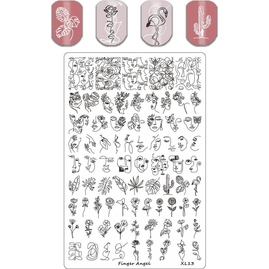 4 Placas de Estampado de Uñas XL HaiQiang 9.5x14.5cm