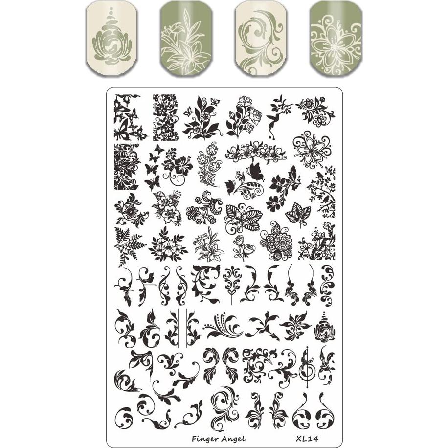 4 Placas de Estampado de Uñas XL HaiQiang 9.5x14.5cm