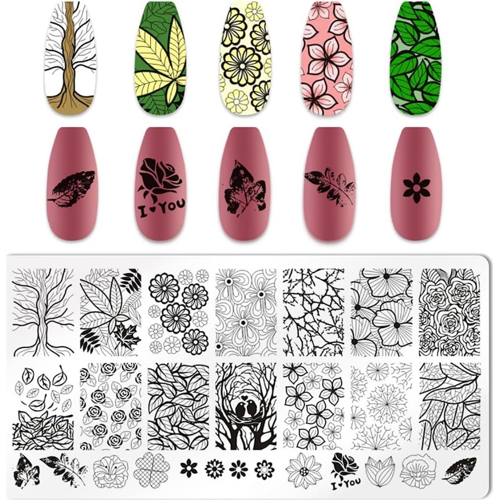 Kit de Estampado de Uñas JERCLITY 6 Piezas Acero Inoxidable