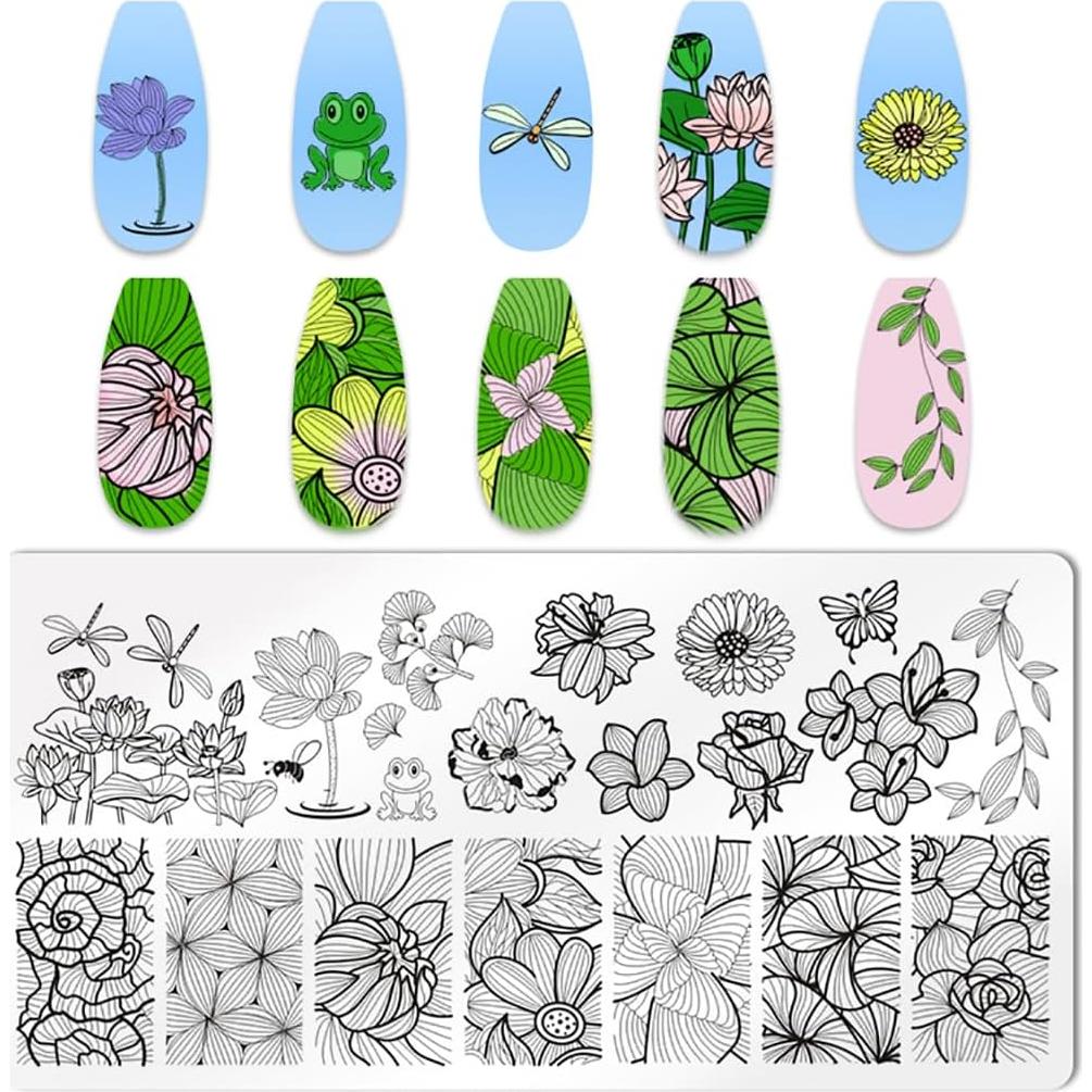 Kit de Estampado de Uñas JERCLITY 6 Piezas Acero Inoxidable