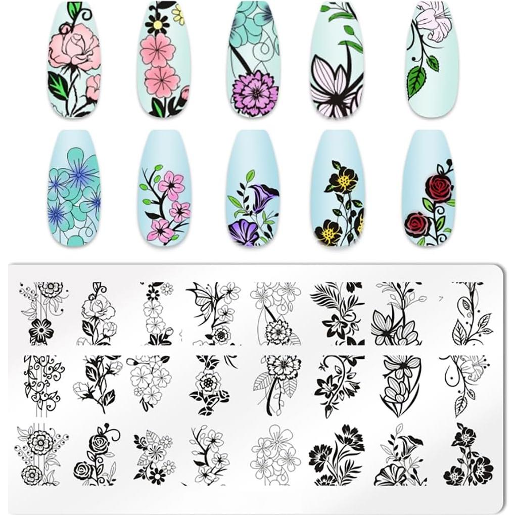 Kit de Estampado de Uñas JERCLITY 6 Piezas Acero Inoxidable
