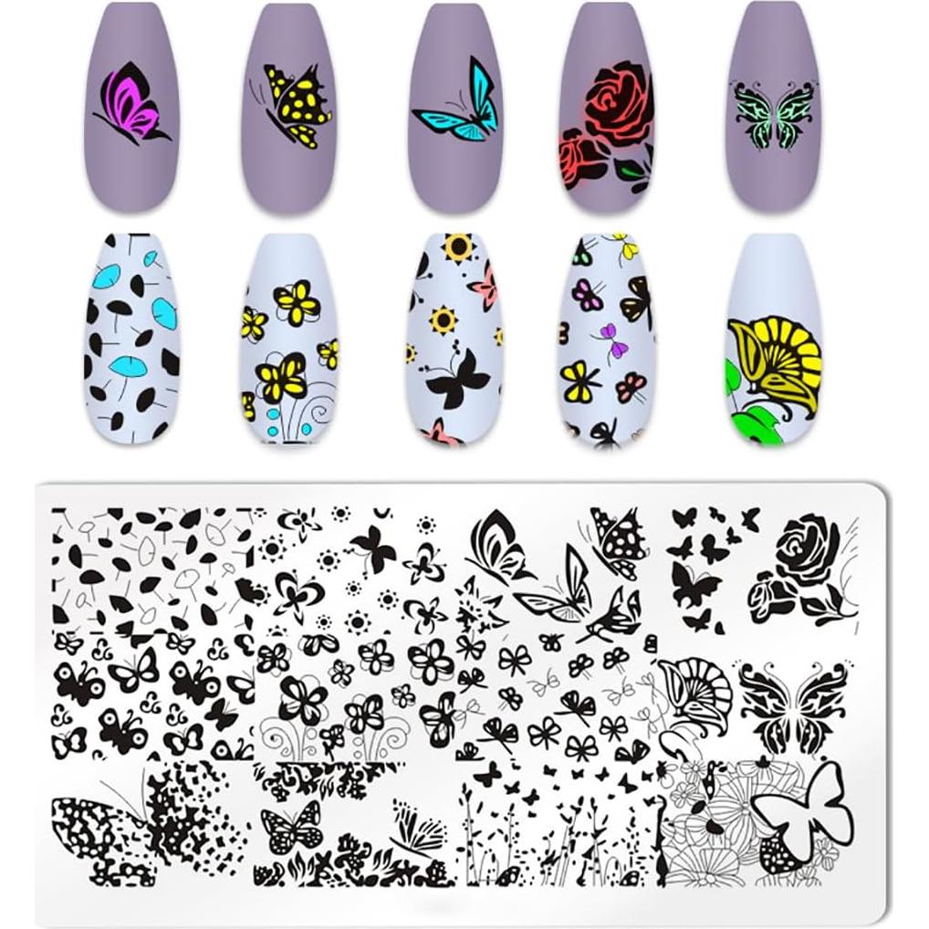 Kit de Estampado de Uñas JERCLITY 6 Piezas Acero Inoxidable
