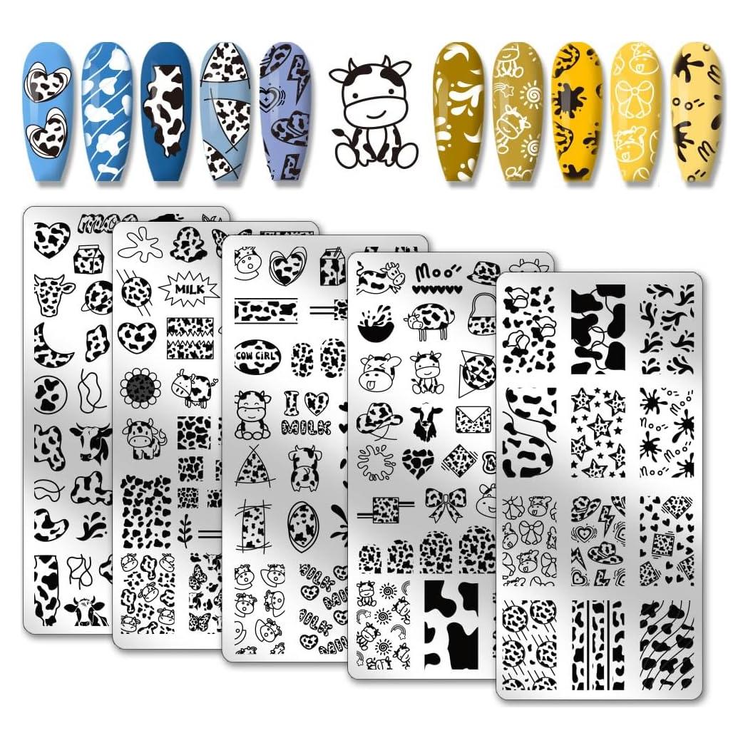 Plantillas de Estampado de Uñas PH PandaHall 5 Piezas 12x6 cm