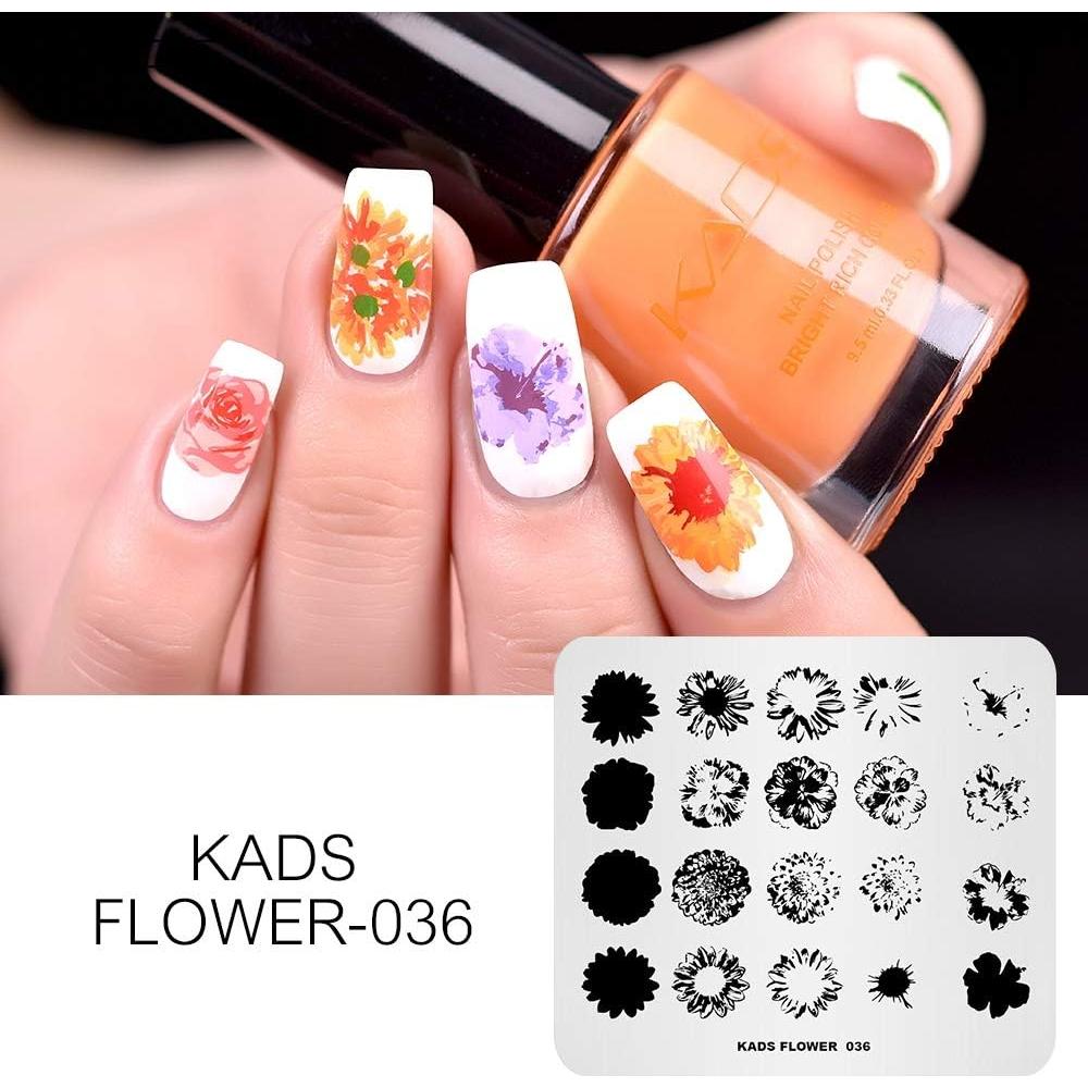 Set de 5 Placas de Estampado de Uñas KADS - Diseños de Flores y Animales