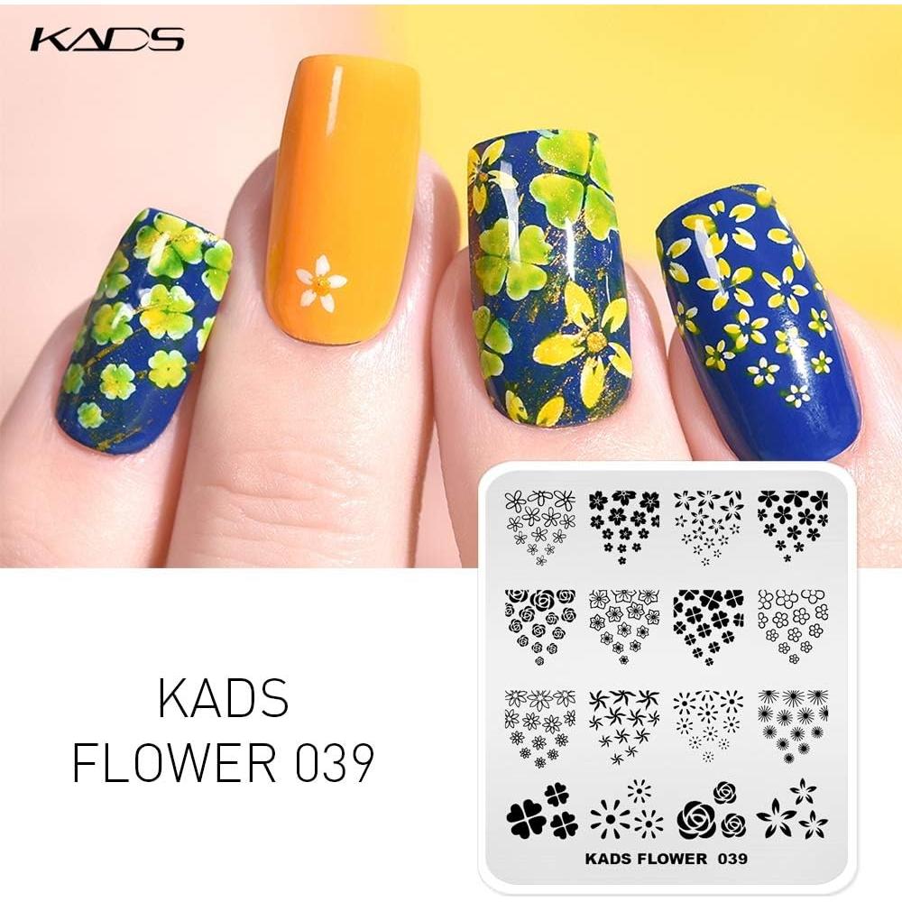 Set de 5 Placas de Estampado de Uñas KADS - Diseños de Flores y Animales