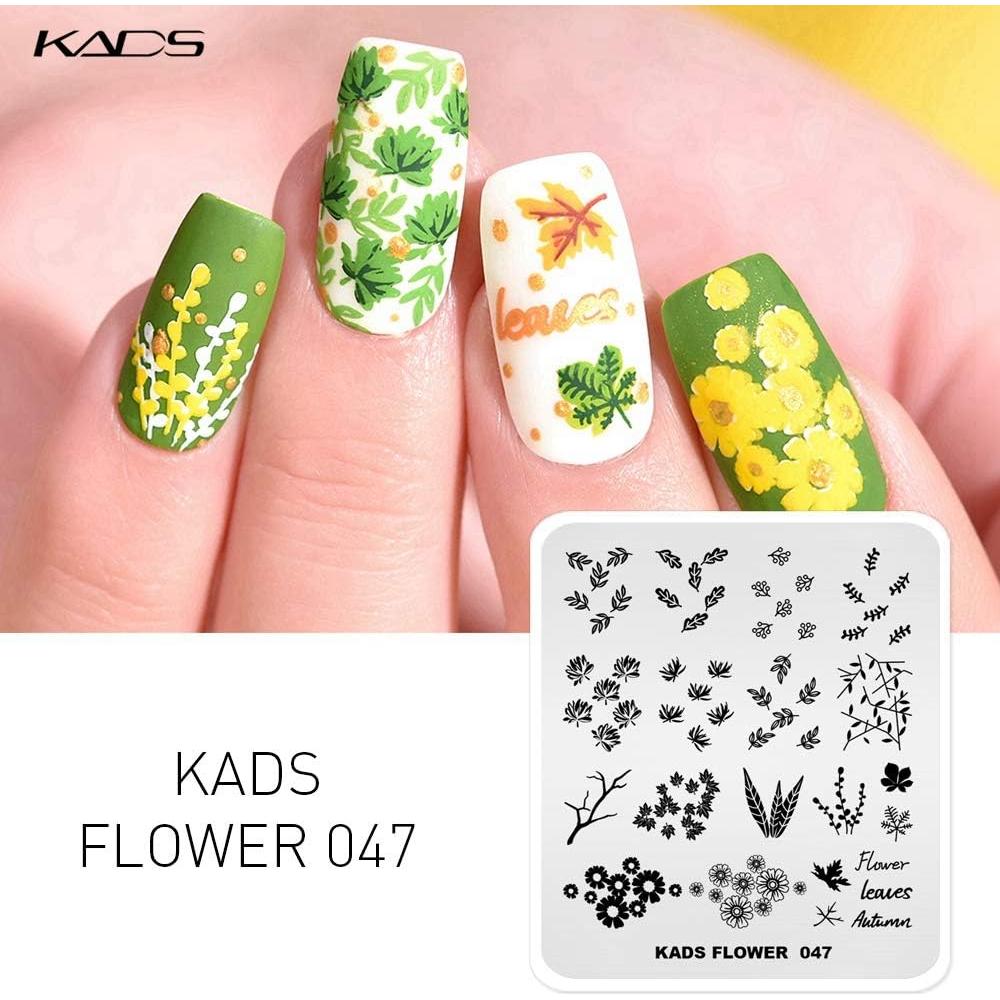 Set de 5 Placas de Estampado de Uñas KADS - Diseños de Flores y Animales