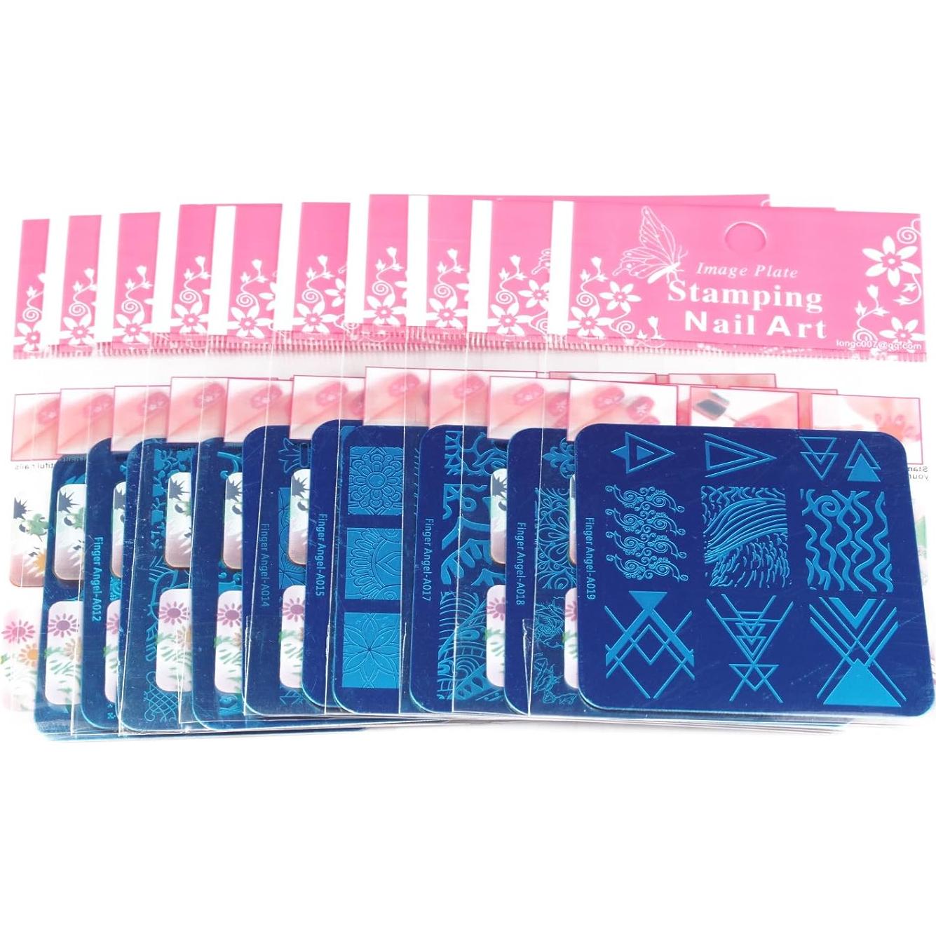 Kit de Estampado de Uñas ZhuoGuan 10 Placas + Sellador