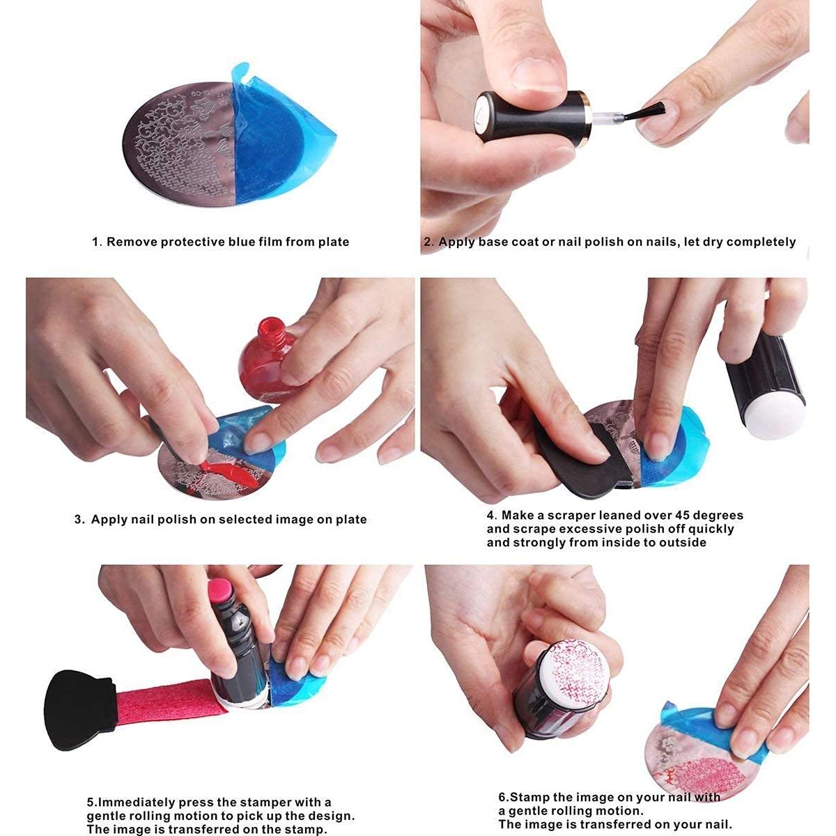 Juego de Estampado de Uñas ZhuoGuan - 15 Placas + 2 Selladores + 2 Raspadores