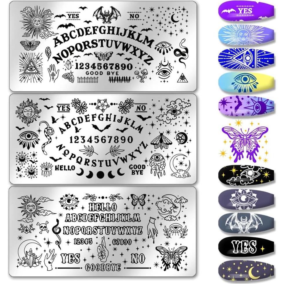 Plantillas de Arte de Uñas PH PandaHall - 3 Piezas, Acero Inoxidable, 46 Patrones