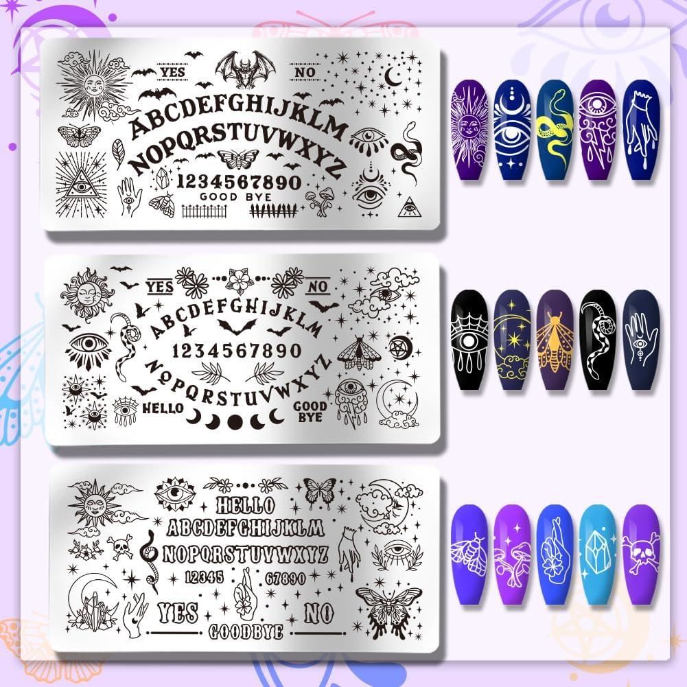 Plantillas de Arte de Uñas PH PandaHall - 3 Piezas, Acero Inoxidable, 46 Patrones