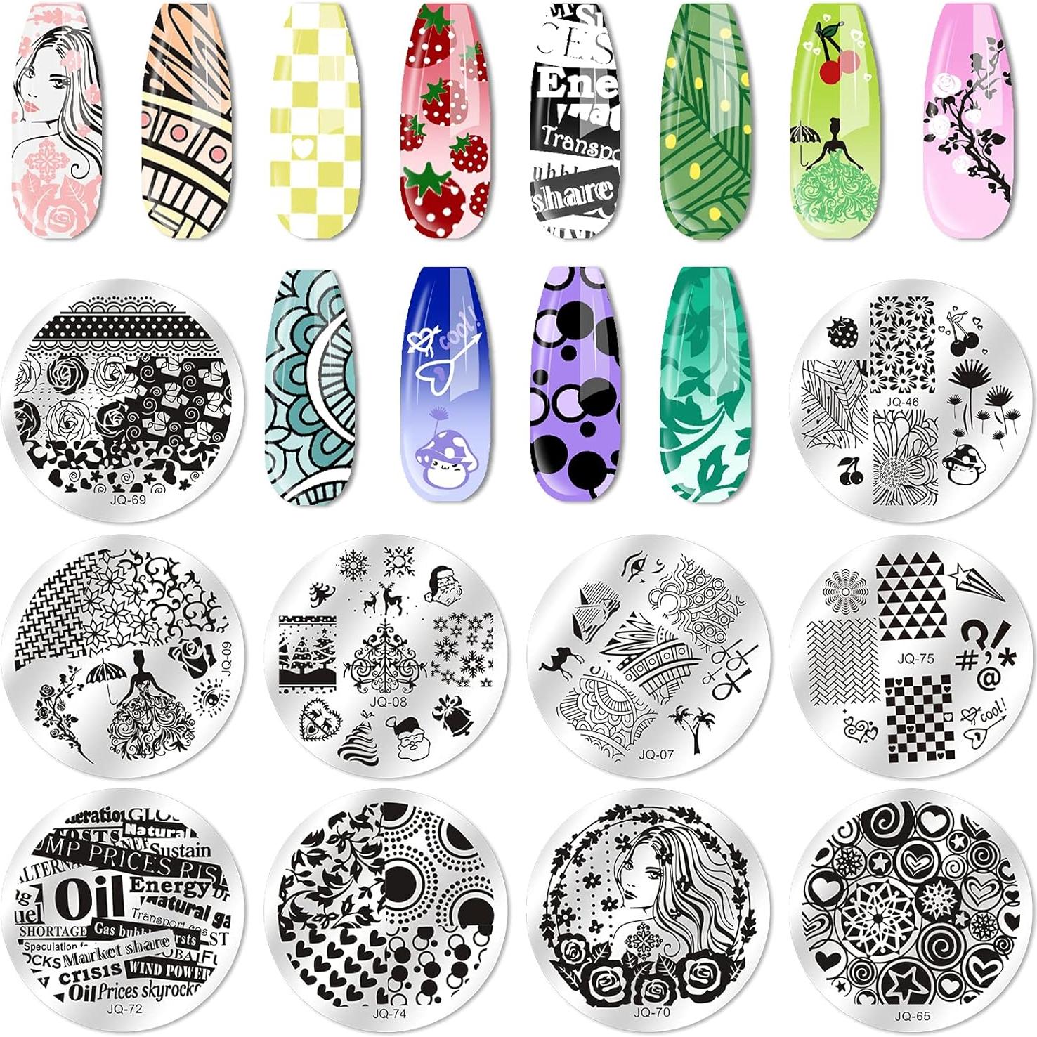 Kit de Estampado de Uñas Biutee - 13 Placas + 2 Estampadores