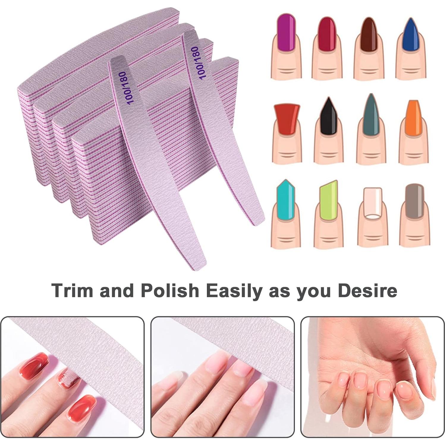 Limas para Uñas AhaTopia 100 Pcs Grano 100/180 Doble Cara