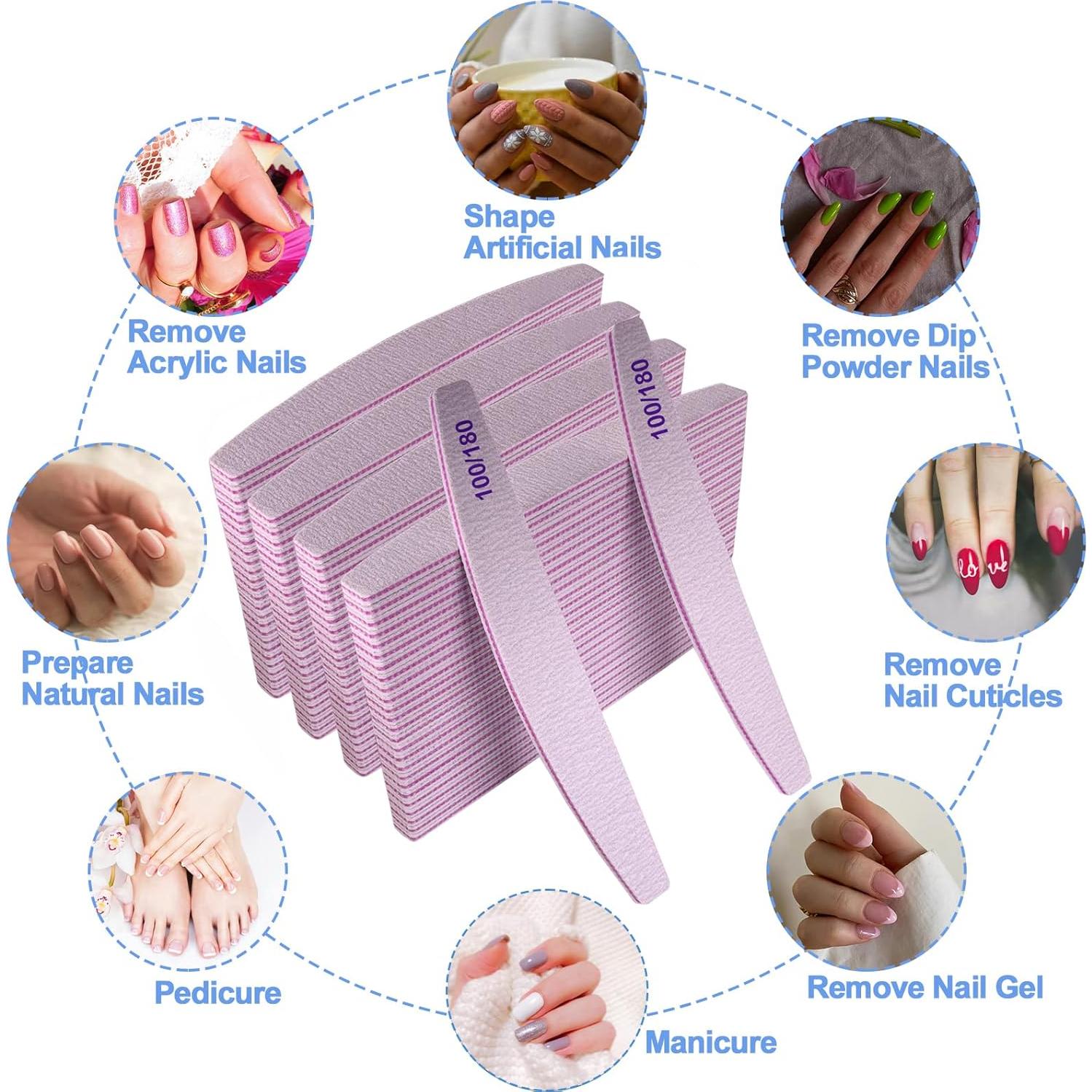 Limas para Uñas AhaTopia 100 Pcs Grano 100/180 Doble Cara