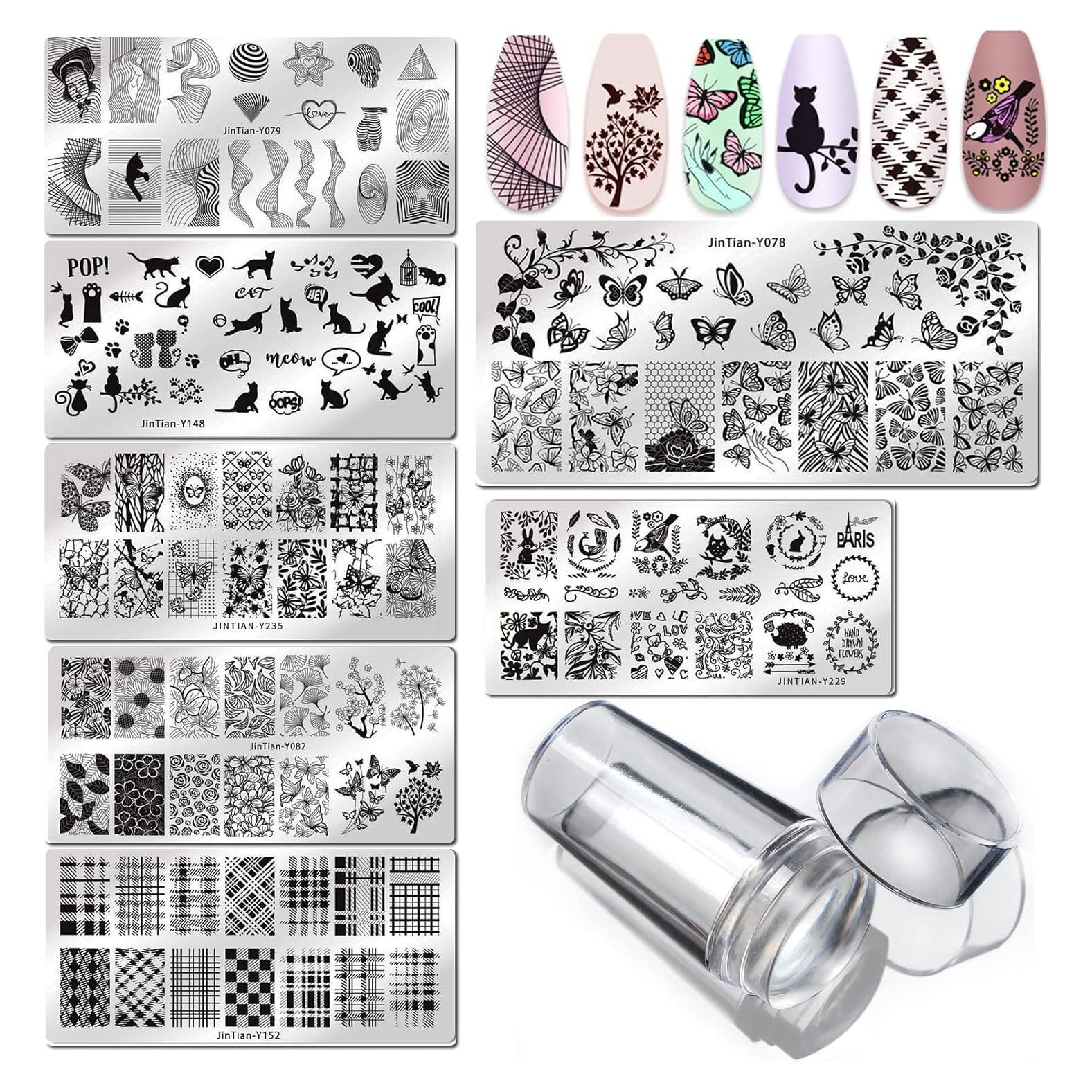 Kit de Estampado de Uñas LoveOurHome 7 Placas Geométricas