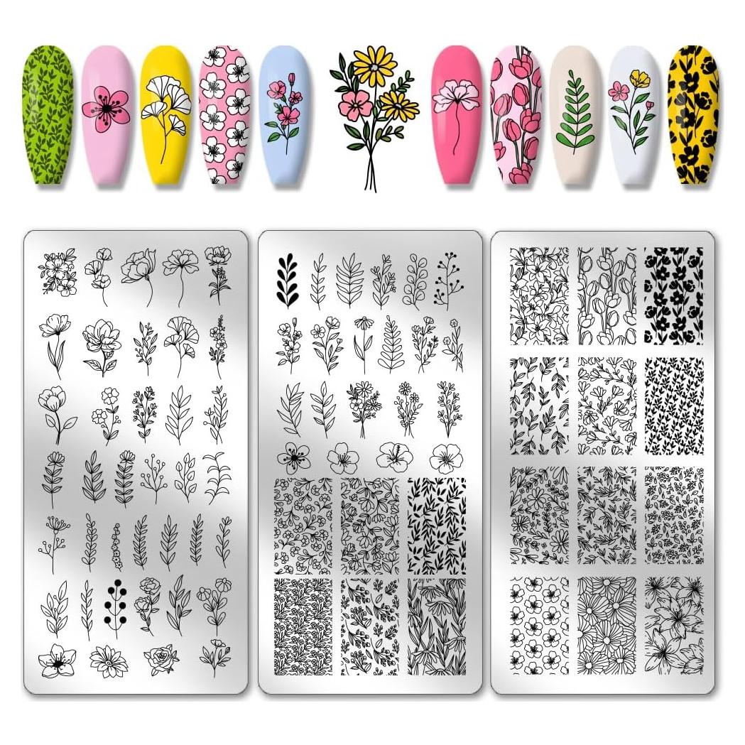 Placas de Estampado de Uñas PH PandaHall 3pcs 77 Patrones